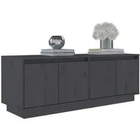 fhe - meubles - meuble tv gris 110x34x40 cm bois de pin massif - yosoo - dx2722