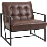 fauteuil lounge chesterfield - homcom - noir - revêtement synthétique - chocolat