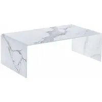 table basse mora blanc - plateau verre pieds verre 110 x 60