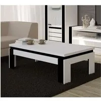 table basse design lina blanche et noire brillante. meuble idéal pour votre salon.