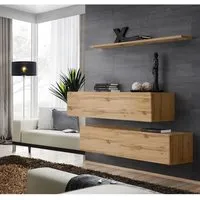 ensemble meubles de salon switch sbii design, coloris chêne wotan. 30 marron