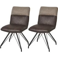 lot de 2 - chaise gillou beige - assise tissu et cuir pu pieds métal - style contemporain