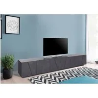 dmora meuble de salon meuble tv, made in italy, meuble tv avec 6 portes battantes avec détail, cm 244x44h46, couleur gris ardoise
