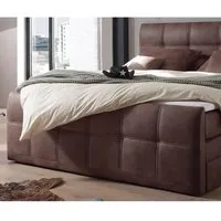 lit amarillo marron 180x200 cm avec matelas et sur-matelas lit à sommier tapissier