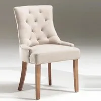 chaise capitonnée en tissu sable, taupe ou gris audeline sable l 56 x p 60 x h 93 cm beige