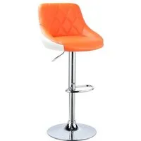 woltu 1xtabouret de bar en similicuir avec repose-pied, chaise de bar hauteur réglable,orange blanc