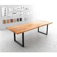 table de salle à manger edge acacia naturel 260x100  xl métal noir live-edge