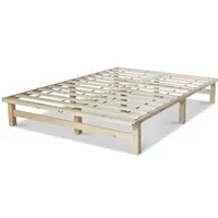 lit double futon 140x200 cm en bois massif - homestyle4u - marron - 2 places - blanc - ferme