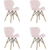 chaise de salle à manger lagot - lot de 4 chaises style glamour - rose 48x43x74