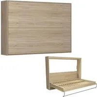 armoire lit horizontale escamotable strada-v2 chêne couchage 160*200 cm. natural bois inside75