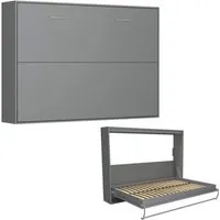 armoire lit horizontale escamotable strada-v2 gris graphite mat couchage 160*200 cm. gris bois inside75