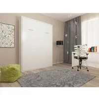 armoire lit escamotable - inside 75 - smart-v2 - gain de place - couchage 140x200 cm - blanc mat
