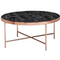 wohnling table basse aspect marbre noir ronde ø82,5 cm table basse cuivre