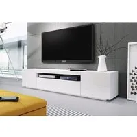 banc tv - kimi - blanc laqué - 200x42x37 - livraison gratuite