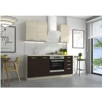 chamonix cuisine complète - meuble four - mélamine - décor chêne - l 180 x p 60 x h 82 cm - plan de travail non inclus
