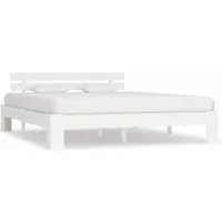 lit à deux place-cadre de lit en bois de pin massif-blanc-160 x 200cm