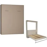 armoire lit escamotable - inside 75 - smart-v2 - gain de place - 160x200 cm - taupe
