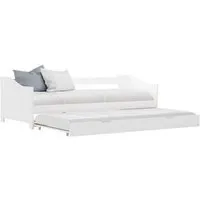 lit adulte ou enfant à deux place-cadre de lit en bois de pin extensible-blanc-90x200cm