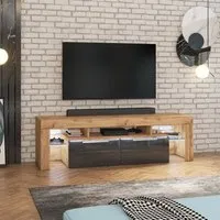 meuble tv - selsey - vergon - noir brillant - penderies refermables et niche ouverte