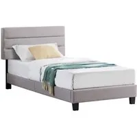 lit 1 place florida 90x190 cm avec sommier, lit simple pour enfant ou adulte, hauteur réglable, lit en tissu gris