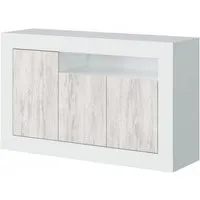 buffet 3 portes neva - blanc - 42 cm - meuble de rangement moderne avec 3 espaces de rangement