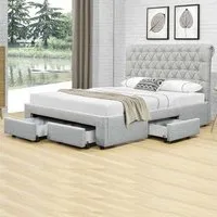 lit design avec tiroirs hyde - meubler design - gris - 140x190 - a lattes - elégance - chic