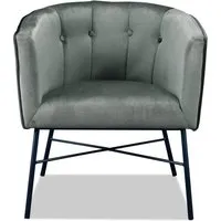 fauteuil ralph gris - assise velours pieds metal - athm design - vintage - 1 place - intérieur