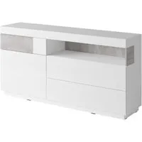 buffet collection kiles 170cm, led intégré. coloris blanc et gris. style design blanc