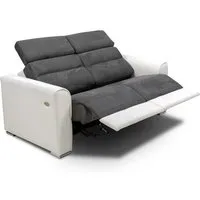 canapé 2 places relax électrique confort loft avec système zéro wall bicolore blanc - gris - similicuir inside75