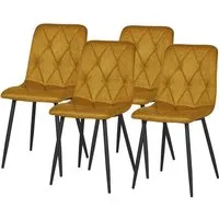 lot de 4 - chaise saly or - assise tissu pieds metal noir