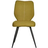 lot de 2 - chaise barbara jaune moutarde - assise tissu pieds métal noir - style contemporain - design