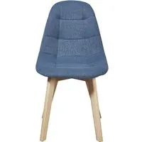 lot de 4 - chaise sulta bleu canard - assise tissu pieds bois