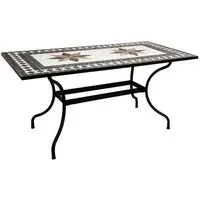 table de repas en mosaique coloris noir - l. 160 x l. 90 x h. 75 cm