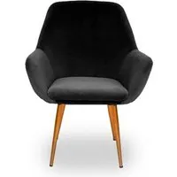 fauteuil scandinave baoba velours - meubler design - noir - avec accoudoirs - vintage - relaxation