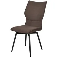 lot de 4 - chaise bow marron - assise tissu pieds metal noir