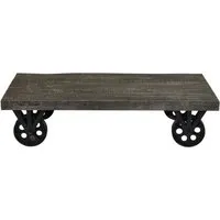 table basse chennai gris - plateau bois mango massif pieds metal noir 120 x 60 - athm design