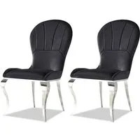 lot de 2 chaises - meubler design - gatsby - velours noir - acier inoxydable argenté