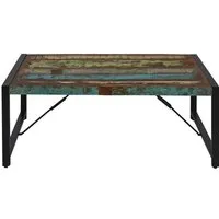 table basse zaragoza marron - plateau bois recyclé pieds metal noir 120 x 60