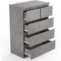 commode à 5 tiroirs de style moderne - costway - gris - 75 x 42 x 104 cm - mdf, bois de paulownia