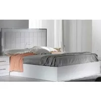 lit coffre 160x200 laqué blanc brillant à leds - arezzo - bois - contemporain - design
