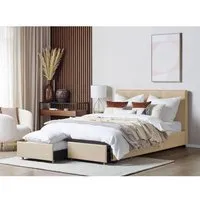 lit double en tissu avec rangement 160 x 200 cm beige la rochelle