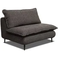 fauteuil lit convertible express lisbonne 70cm sommier à lattes matelas 13cm tissu tweed anthracite chiné  gris tissu inside75