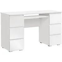 cubi - bureau droit 6 tiroirs + support clavier - dimensions 130x50x77.7cm - bureau pour ordinateur - blanc 130x50x77,7