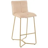 chaise de bar ratri velours beige / pieds métal beige metal inside75
