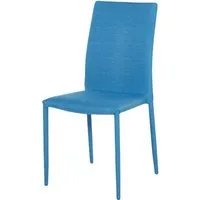 lot de 4 - chaise isabella bleu - assise tissu pieds metal
