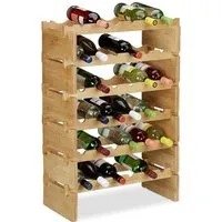 relaxdays étagère vin empilable, porte bouteilles bambou, rangement à bouteilles extensibles, plusieurs niveaux, nature -