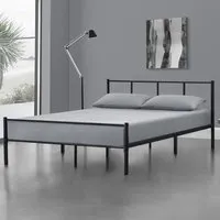 cadre de lit double en métal laos 160 x 200 cm noir mat [en.casa]