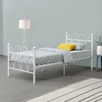 cadre de lit simple apolda en métal 90 x 200 cm blanc mat [en.casa]