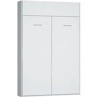 armoire lit escamotable dynamo blanc mat ouverture assistée et pied automatique, couchage 140*200 cm blanc bois inside75