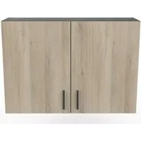 meuble haut de cuisine coloris chêne kronberg, noir mat  - longueur 100 x hauteur 70 x profondeur 30 cm